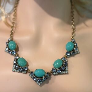 Stella & Dot Statement Necklace - Turquoise & Blue Crystal Bib